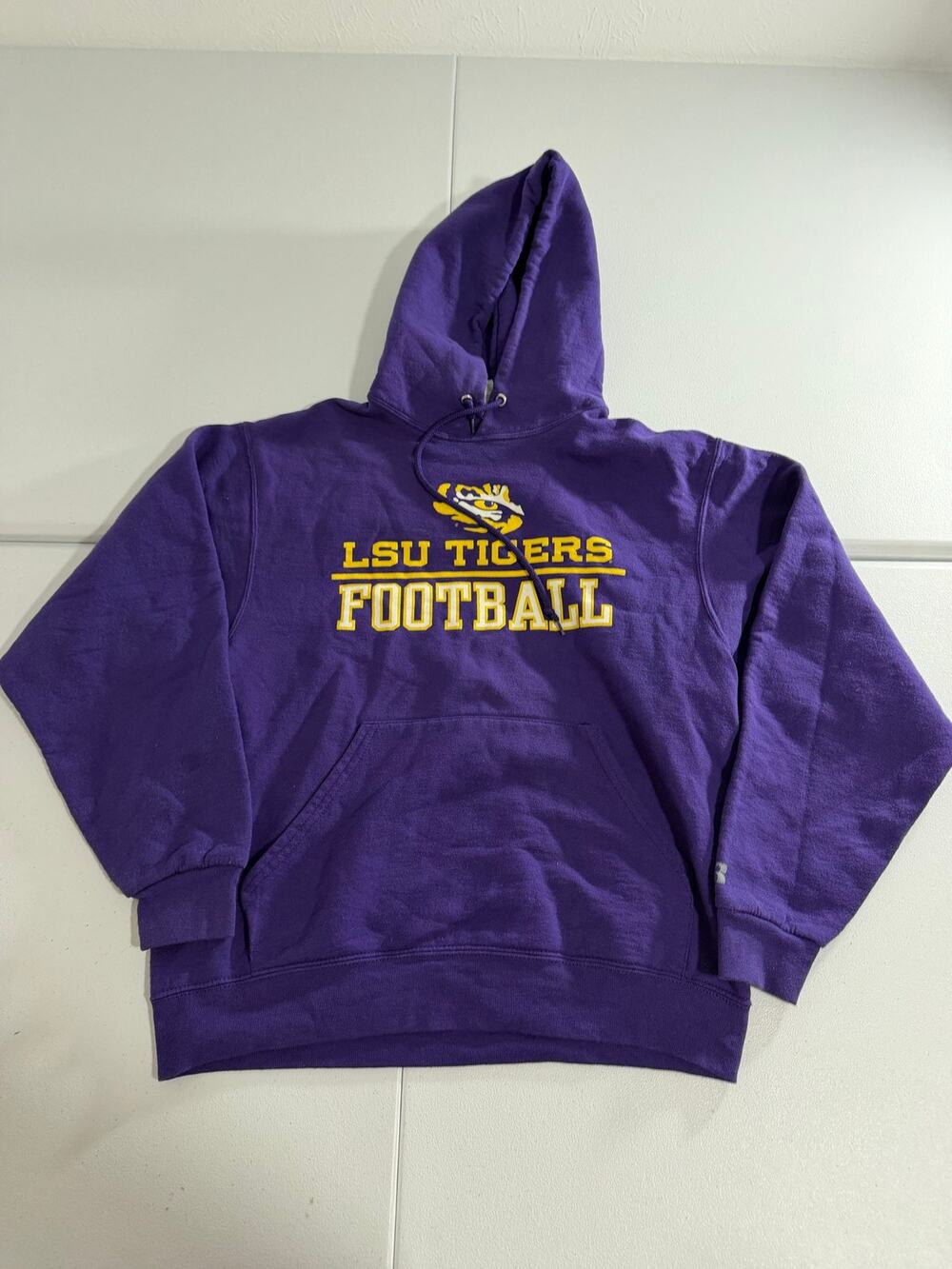 LSU Tigers Football Hoodie Russell Athletic Mens Medium Purple Pullover